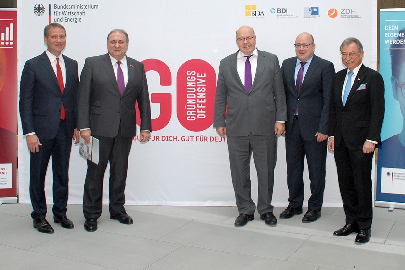 Bundeswirtschaftsminister Peter Altmaier startet gemeinsam mit den Verbänden BDA, BDI, DIHK und ZDH die neue Gründungsoffensive des Bundesministeriums für Wirtschaft und Energie (BMWi).