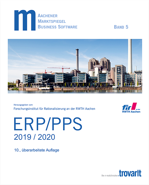 Der aktuelle Marktspiegel Business Software ERP/PPS, der nun bereits in der 10. Auflage gemeinsam vom FIR e.V. an der RWTH Aachen und der Trovarit AG pünktlich zu den Aachener ERP-Tagen (04.06-06.06.2019) herausgegeben wird nimmt mehr als 460 ERP-Lösungen von über 370 ERP-Anbietern unter die Lupe.